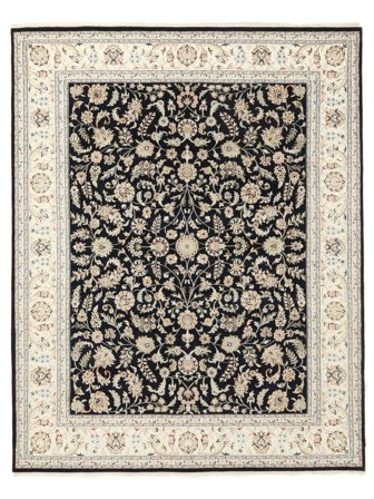 Handgeknüpft Nain Indisch Teppich 248X312 Schwarz/Beige