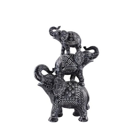 Norsuveistos, 23x10x32cm, mustavalkoinen polyresiini