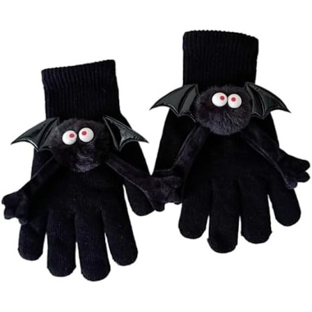 Lepakkokäsineet, söpöt magneettikäsineet, täydellinen lahja, musta, yksi koko