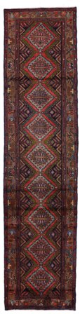 Oriental Hosseinabad Rug 77X318 Runner Dark Red/Red Wool, Persia