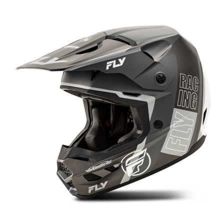 Casco Cross FLY Racing Kinetic Rally Grigio Opaco/Nero/Bianco XL