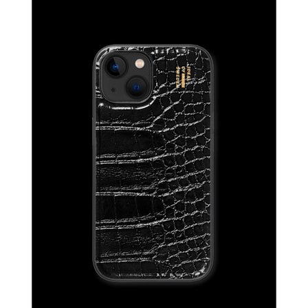 Vegan Leather Case iPhone 13 / 14 / 15 / 16e / 17e Black Croco
