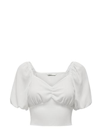 Onlnova Lux S/S Iris Top Solid Ptm Crop Tops Short-sleeved Crop Tops Hvit ONLY*Betinget Tilbud