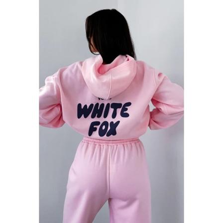 Vår Höst Vinter Ny Tröja Set Mode Sport Fox Hoodies Pink M#
