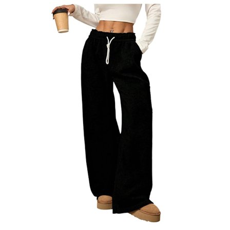 Vida Ben Svettbyxor med Hög Midja, Raka Ben och Dragsko med Elastisk Midja för Dam