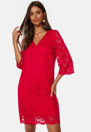 Happy Holly Belinda lace dress Red Klær