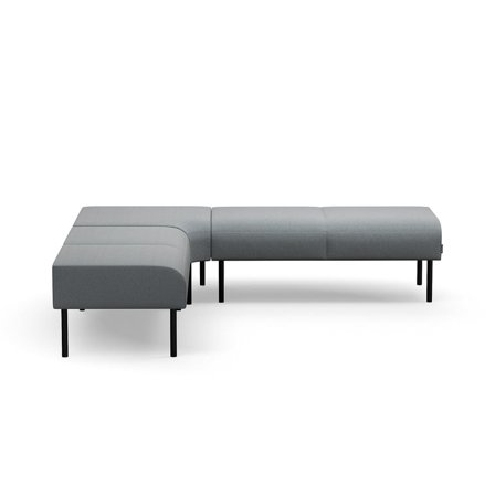 Corner bench VARIETY, inward curve, fabric Pod CS, silver grey