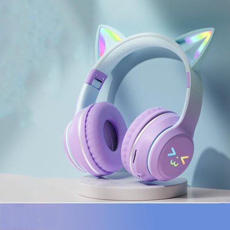 Söta Lila Bluetooth Hörlurar - Trådlöst Gaming Headset med Låg Latens, Bluetooth 5.0 för Smartphone, Tablet & PC