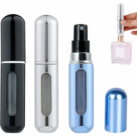 5 ml Glas Parfume Flaske Væske Spray Flaske Skinnende Sort + Skinnende Sølv + Klar Blå