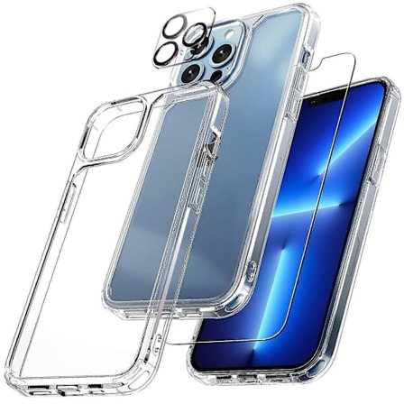 Transparent deksel for iPhone 15 Pro Max/15 Plus/15 Pro/15 med 2*skjermbeskyttere+2*kamerabeskyttelse Fullt dekkende deksel for iPhone 15-serien