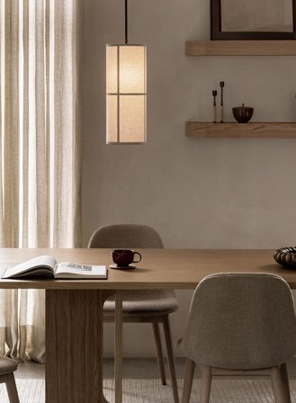 Hashira taklampe Ø18 - beige/natur