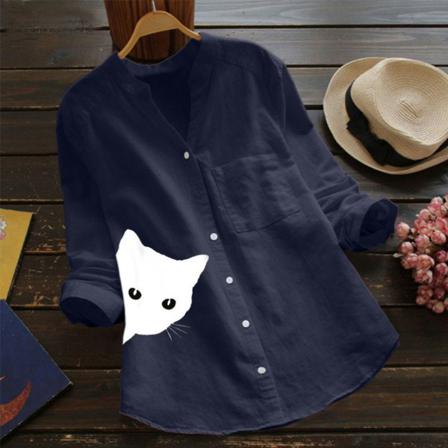 Pocket Stand -up Neck Kort-ärmad Bomull Och Linne Casual Lo