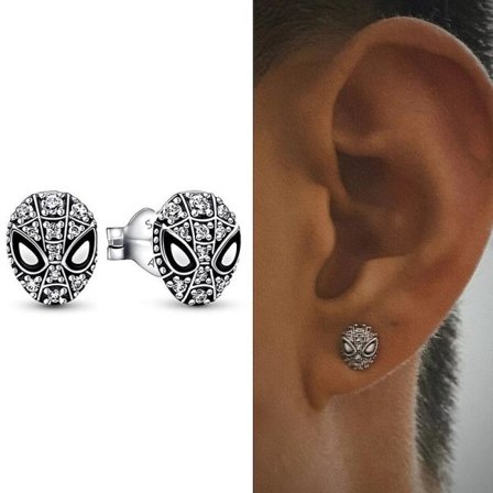 IC Spiderman Mask Pave Örhängen i lager nu 925 sterling silver Örhängen Cool Style Statement Smycken Man Kvinna