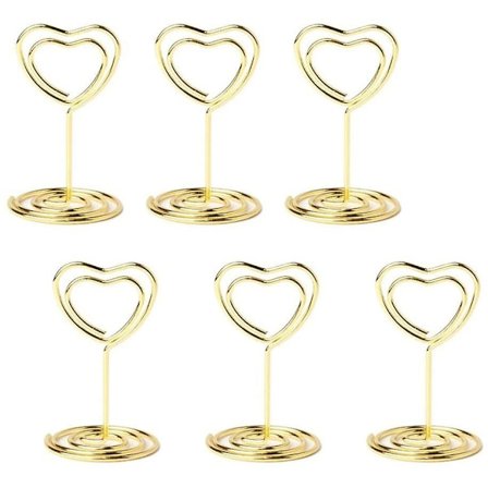 20 stk Mini Plasskortholdere Bordnummer Stativ Bordkortholder Wire Bord Bilde Fotoholder Med Hjerteform Meny Memo Klips For Bryllup