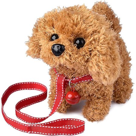 Plys Husky Hunde Legetøj Hvalp Elektronisk Interaktivt Kæledyr Hund - Gå, Gø, Hale Viftende, Strækkende Ledsager Dyr Til Børn (Poodle Hund) Niuniu