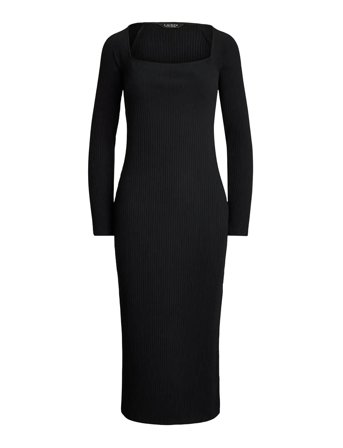 Rib-Knit Long-Sleeve Midi Dress Black Lauren Ralph Lauren