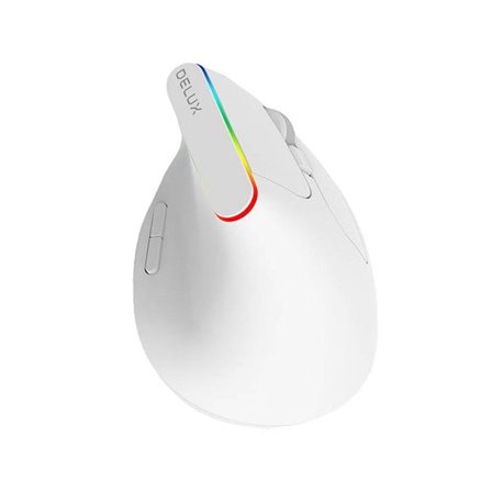 Trådlös vertikal mus Delux M618C 2.4G 1600DPI RGB (vit)