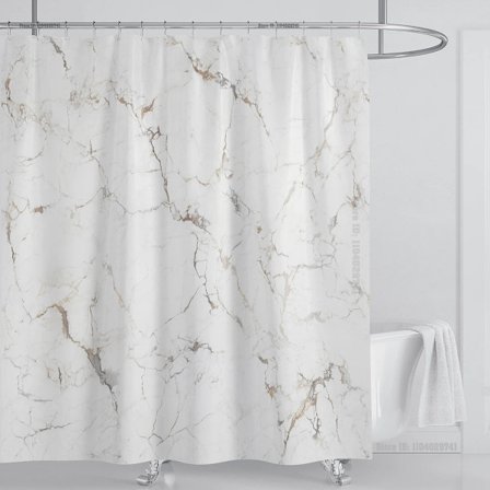 Marmor Vattentätt Duschdraperi med Krokar, Tryckt Tvättbart Duschdraperi, Heminredning, B220xH180cm