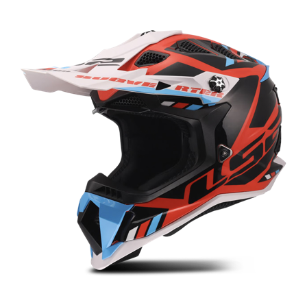Motokrosová Helma LS2 MX700 Subverter Evo II Stomp Bílá/Modrá/Červená Lesk S