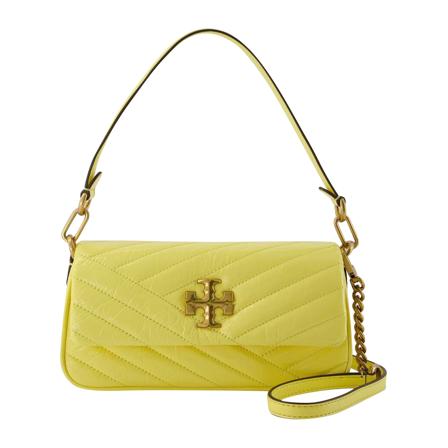 Tory Burch, Patent Small Flap Shoulder Bag Geel, Dames, Maat:ONE Size,Katoen
