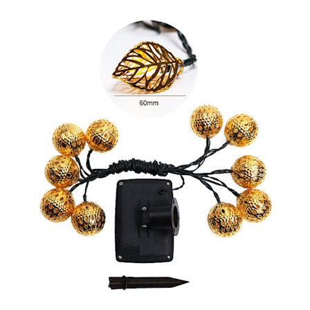 Led Globe String Lights, 20 Guld Metallbollar Med Mönster, För Bröllop, Semester, Jul, Inomhus, Utomhus, Med Timer, 3 Meter, Utbyggbar