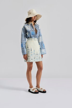 Malina - Summer mini skirt - XXL - Coastal Stripe