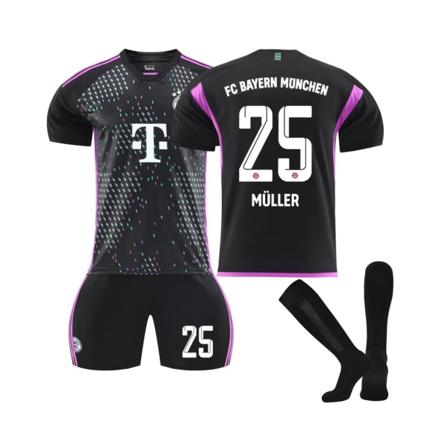 (2023/24 Bayern Borta Muller #25 Fotbollströjasatser för barn, vuxna S(165-170CM)
