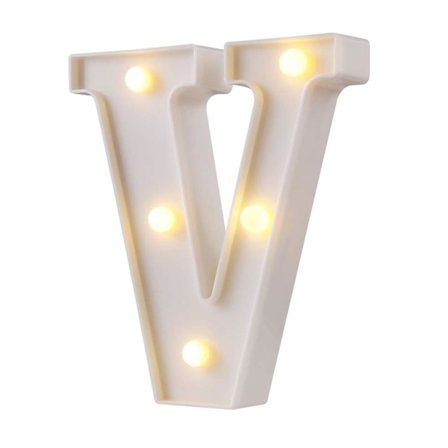 LED Bokstavlampe med Bryter, Vanntett, Alfabetbokstav, Nattlys for Fest, Klubb, Bar, Bokstav V