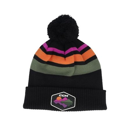 CCM - Musta pom Beanie - Winter Collection Knit Striped Black Pom @ Hatstore