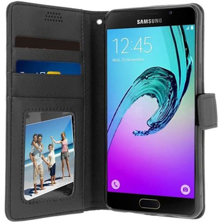 Etui för Samsung Galaxy A5 2016 - Svart - Silikongellskal - 3 förvaringsfack - Horisontell ställning