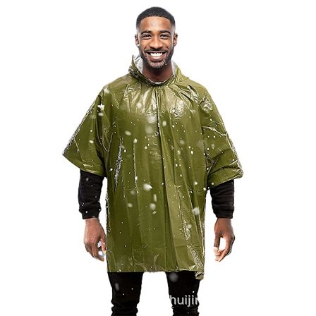 1/2 st nödfilt poncho, nödöverlevnad regn poncho lätt värme reflekterande regnrock PE aluminiumfilm varm vindtät utomhus ffy ZD