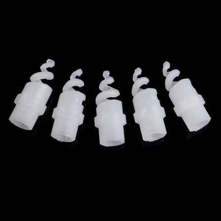 5 st plast PP spiralkon munstycke spraysprinkler för huvud 1/4" 3/8" 1/2" 3/4"