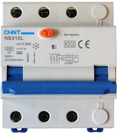 Cenika Chint Jordfeilaut 3Pol 40A C-kar 30mA 6kA 4mod IT/TT 230V