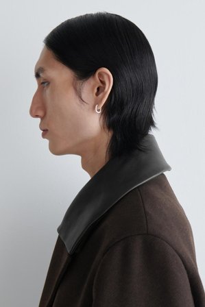 COS Men's Faceted Huggie Hoop Earrings in Silver-coloured