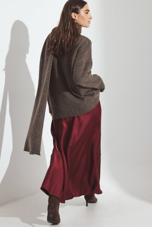 NA-KD Maxirock aus Satin mit mittelhoher Taille - Satin Röcke - RotBurgundy - EU 38