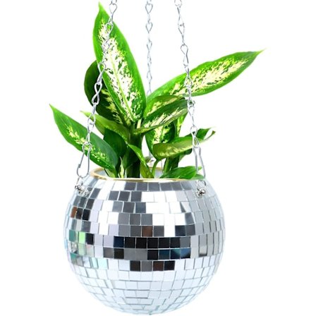 1 kpl Riippuva Diskopallo Istutusruukku Kasvien Ripustin Koukulla ja Puisella Jalustalla