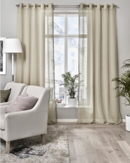 Yksivärinen Rengasverho Noah kuviolla 2/pak Sand