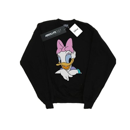 Disney Dam/Damer Daisy Duck Stor Porträtt Sweatshirt S Svart