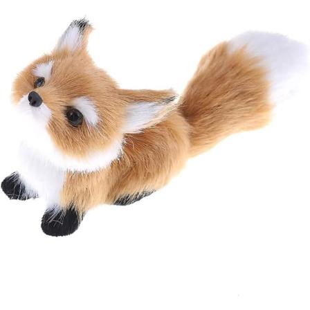 Simuleret brun ræv legetøj pels knælende ræv model hjem dekoration dyr verden med statiske actionfigurer plys mini ræv (pitching)