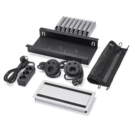 Kabelbokspakke UNIFY til QBUS/AUDREY fast stativ 3200-4000 mm, udstyret, lille, sølv