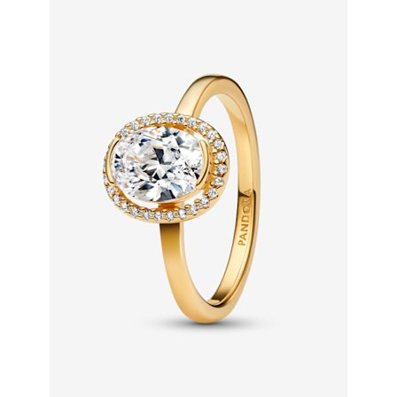 Pandora - Oval Sparkling Halo Ring - 14k guldplätering