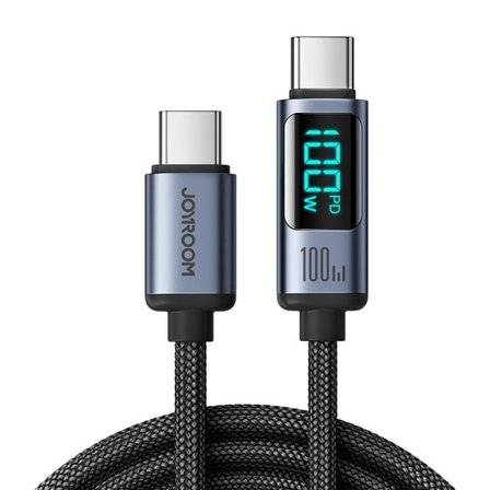 Joyroom Prisma-sarjan A16 USB-C / USB-C 100W 1.2m kaapeli LED-näytöllä - musta