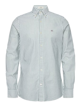 GANT Slim Oxford Stretch Stripe Shirt - Green - S