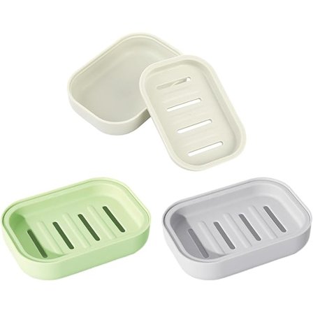 3-pak Sæbeskåle med Drænhuller, Sæbebakke, Sæbeholder