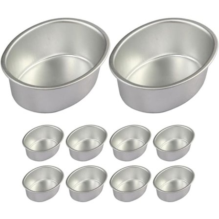 10 stk Mini Ovale Ægformede Aluminiumlegeringsforme Ostekageforme Brødforme Tærteforme Budding Geléforme DIY Bageri(PA)