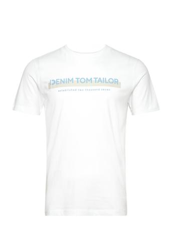 Printed T-Shirt T-shirts Short-sleeved Hvit Tom Tailor*Betinget Tilbud
