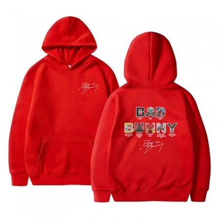 Rapper Bad Bunny Trykt Casual Hættetrøje Unisex Langærmet Sweatshirt