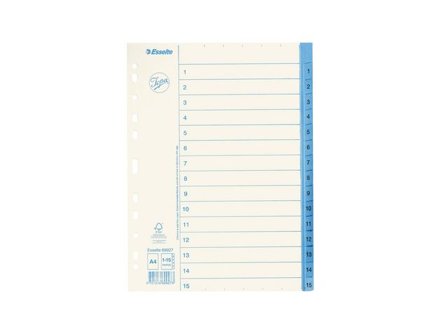 JOPA Pappersregister, A4 1–15-flikuppsättning, olika färger - Lyreco - Kontorsmaterial - Pärmar och register - Pappersregister