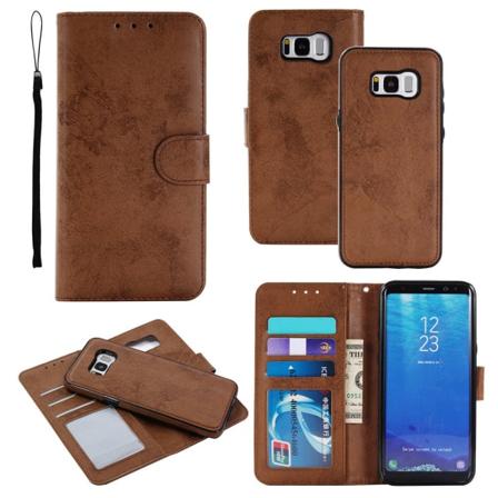 Samsung Galaxy S8 - Silk-Touch Fodral med Plånbok och Skal Brun