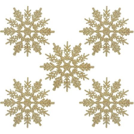 24 st julglitter-snöflingor, skimrande snöflingor att hänga upp